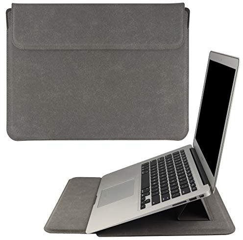 HoYiXi 14 Zoll Laptop Tasche PU Leder Hülle Kompatibel mit New MacBook Pro 14 2021/HUAWEI MateBook 14 2021/HP Chromebook 14''/Dell Latitude 14/13.5'' Surface Laptop 3, Schutzhülle (14 Zoll, grau)