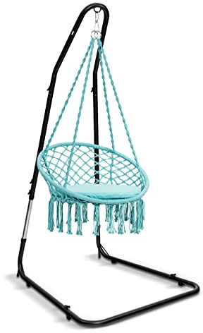 GIANTEX Support Fauteuil avec Hauteur Réglable 200-240CM, Support de Hamac en Acier, avex Crochet de Sécurité et Pieds Antidérapants, Charge Max150KG, (sans Chaise Suspendue)
