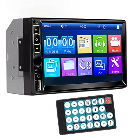 Estéreo de Coche de Doble DIN de 7 Pulgadas, Pantalla Táctil HD, Radio de Coche, Receptor FM Bluetooth, Radio de Coche, Reproductor MP5, Compatible con Entrada de Cámara de Respaldo para Android 10.1