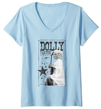 Femme Légende de la musique country Dolly Parton T-Shirt avec Col en V