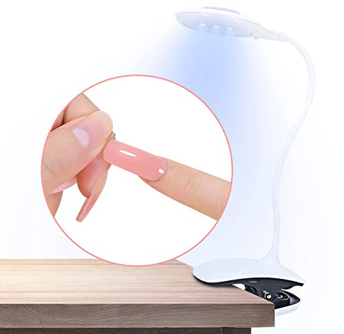 LED UV Nageltrockner,18W Flexible Schwanenhals UV Lampe Nägel,360° Drehbare LED-Gel Nagel Härtungslampe mit Festem Clip für Gel Polish Aushärten Nagelspitzen(USB-Anschluss)