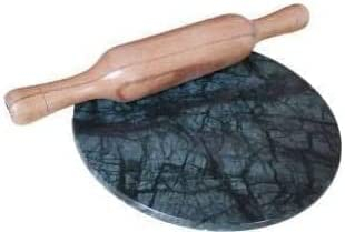 Trident Collection Green Marble Roti Roller/Chakla-Belan/Rolling Pin, Rolling Board and Rolling pin for Pizza Base Maker, chapati Maker , Kitchen Utensils