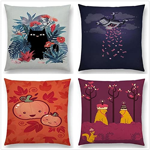 Kissenbezug 35x35cm 4er SetBoho Wohnzimmer Outdoor Deko, Schlafzimmer Zimmer Dekor Kissenhülle Kissenbezüge mit Verstecktem Reißverschluss, Couchkissen, Sofakissen Weinachten Abstrakte Tiere