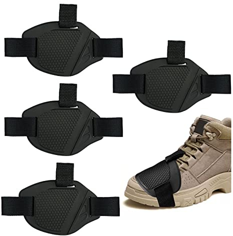 Roucerlin 4 Pcs Soft Motorcycle Motorbike Shift Pad, Durable Motorcycle Shoe Protector, Protective Motorcycle Boot Cover, Adjustable Motorcycle Boot Guard for Gear Accessories (Black)
