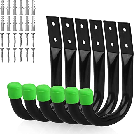 SWANLAKE Heavy Duty Garage Storage Utility Hooks, Utility Hooks for Garage Wall,Color Black (6pcs)-H12CM*L8.9CM