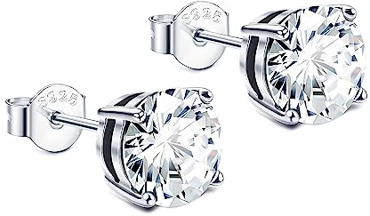 Dochais Ohrringe Damen Set Basic mit Kristalle in 925 Sterling Silber Ohrstecker für Damen Männer Hypoallergene Ohrringe Zirkonia Geschenk 4/5/8MM (Silber-5mm)