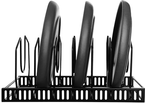 GRÄWE Support pour couvercles de casserole en acier inoxydable, support pour tiroirs, couvercles de casseroles, planches à découper, assiettes, poêles avec compartiments ajustables, rangement pour