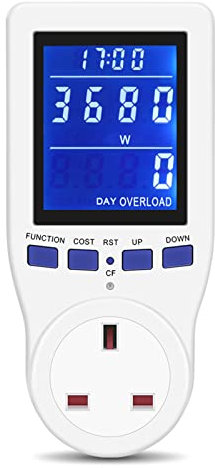 Eujgoov Electricity Usage Monitor, Power Meter Plug with Backlight LCD Display Overload Warning, Electricity Consumption Analyzer