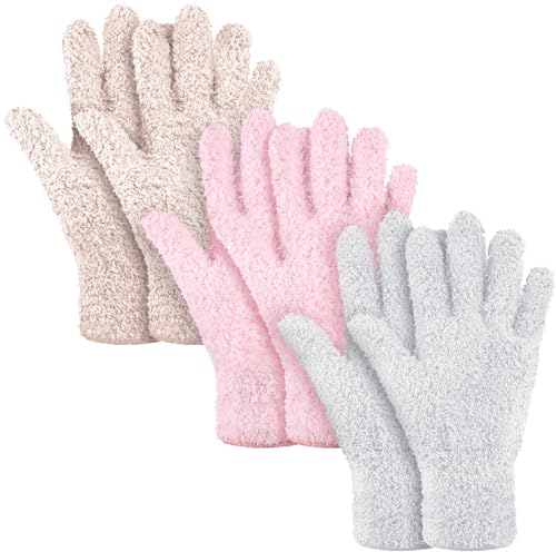 Patelai 3 Pairs Microfiber Dusting Gloves for Plants Leaf, Medium