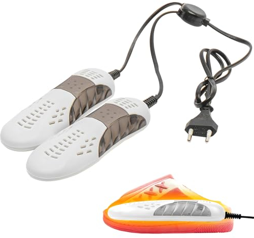 DAWRIS Scarpiera elettrico, scaldascarpe, asciuga stivali, mini asciuga scarponi, deodorante, deumidificatore, asciuga scarpe da trekking o anche scarponi da sci, scarpe da corsa, colore bianco