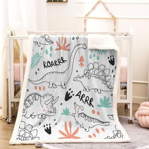Dinosaurier Fleecedecke Flauschig 130x150cm Dinosaurier Weiche Warme Kuscheldecke Flanell Wohndecke Sofadecke Gemütlich Leicht Kinderdecke Klimaanlagendecke für Mädchen Jungen Erwachsene