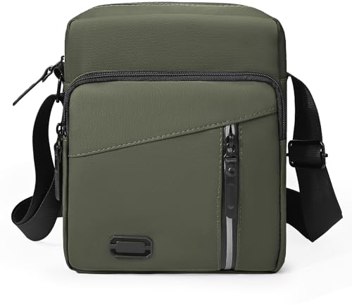 Wasarmir Umhängetasche Herren, Wasserdichte Schultertasche Herrentasche Zum Umhängen, Klein Handytasche Crossbody Bag Seitentasche Kuriertasche Männer Tasche für Tägliches, Armeegrün