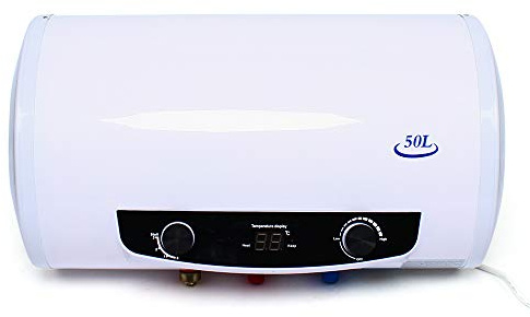 czyuRachel Elektrisk varmvattenbehållare värmare, horisontell panna, 50 liter varmvattenberedare, minne, 2 000 W värmeeffekt, läckageskydd, horisontella vägghängningar, 30–75 ℃ vattenpanna