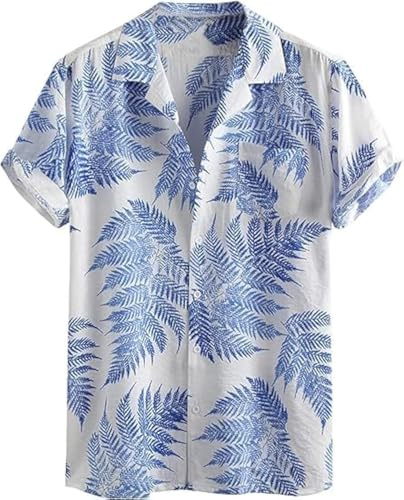 Runcati Camicia hawaiana da uomo a maniche corte Funky, camicia estiva casual, da spiaggia, con bottoni, per il tempo libero, hawaiano, per le vacanze