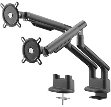 One For All Universal-Doppelmonitorarm für 13-35 Zoll–VESA 75/100 mm – Höhenverstellung – Neigen(80°), Schwenken(180°) und Drehen(360°) – Max. Gewicht – 9 kg pro Bildschirm – Schwarz (DM7210)