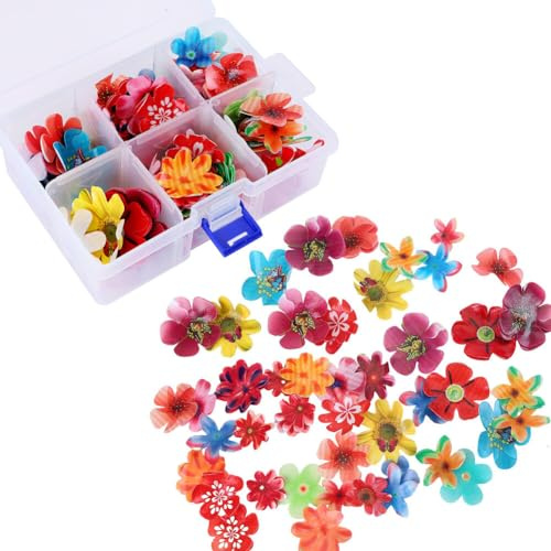 360 Pièces Fleurs Comestibles pour Gateau, Comestibles Fleurs Cupcake Toppers Gluant Papier De Riz Décoratif Décorations De Gâteau Fleurs Gâteau Coloré Comestibles pour Anniversaire