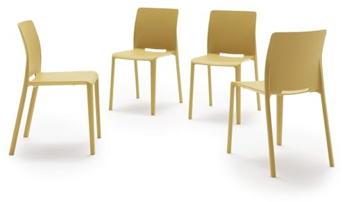 MOBILI FIVER, Stühle Emma, 4er-Set, Senfgelb, Made In Italy