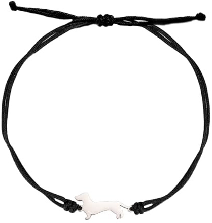 TEAMER-pulsera bonita de perro salchicha, pulsera de doble cadena de acero inoxidable para amantes de los perros salchicha, joyería de animales para mujeres y hombres