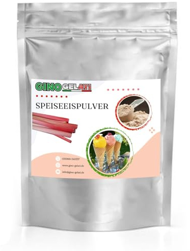 Gino Gelati Rhabarber fruchtiges Eis Speiseeis Pulver 10 Kg, verschiedene Geschmackssorten, schnelle und einfache Zubereitung, für Gastronomie und private Küche, Made in Germany