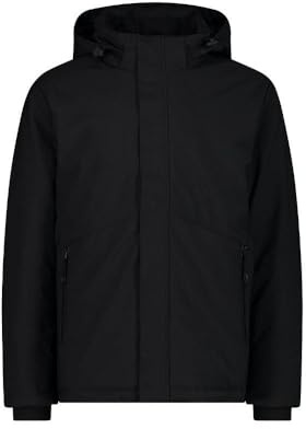 CMP - Giacca da uomo in softshell con cappuccio removibile, Nero, 48