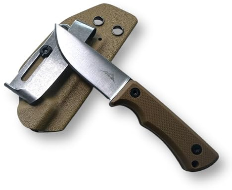 SK Wild Ones® Neck Knife - Outdoor Neckknife Survival - Halskette Messer feststehende Klinge - Gürtelmesser mit G10 Griff - EDC Outdoor Messer - 440 C Edelstahl Braun Bragi 42a
