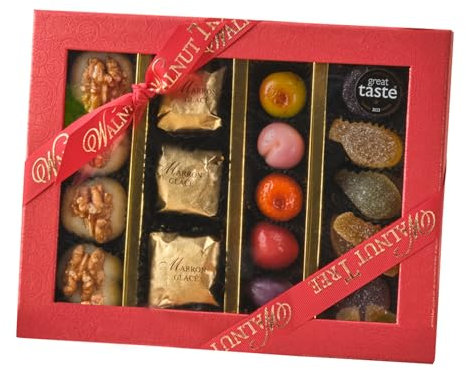 Walnut Tree – Marron Glacés, Marzipan & Pâtes de Fruits Gift Box – Hand-Packed – Great Taste Award Winner – Suitable for Gluten Free Diets – Luxury Gift Selection, Birthday, Anniversary, 300g