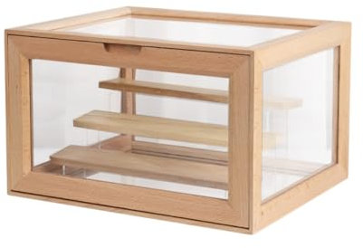 CIPPRO Blind Box High End Aufbewahrungsständer Handgemachte Vitrine Holz Spielzeug Aufbewahrungsbox Puppenschrank Mit Halterung Buchenholz Weiß Wachs Holz(Beech)