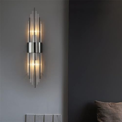ZJHESXV Moderna Lampada da Parete per Ambienti abitativi, lampade da Parete in Cristallo di vanità, Luce LED di Lusso, Camera da Letto, Hotel, Lampada da Comodino, corridoio, vialetto (Nero)