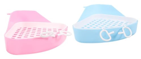 ROMISBABA Toilette per Animali Domestici Staccabile in Plastica ABS, 2 Pezzi Vasino Lettiera per Criceti, Conigli e Scoiattoli, Design Doppio Strato e Griglia Rimovibile per Addestramento Igienico