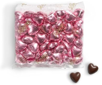 Leone dal 1857 - Sacchetto ricarica Cioccolatini a forma di Cuore di Cioccolato Fondente ripieni di Crema al Cacao - Collezione Love Pattern - 500gr