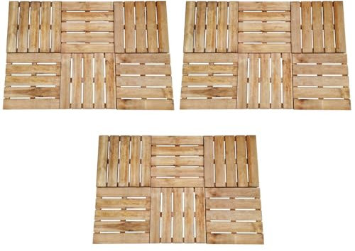 Tidyard Dalles de terrasse 18 pcs 50x50 cm Bois Marron, Dalles Extérieures de Jardin, Emboîtables Carreaux Composite pour Sol Extérieur, Patio, Balcon, Piscine, Spa