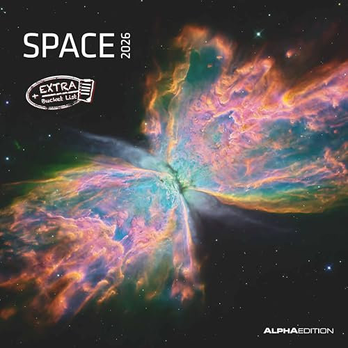 Space 2026 - Broschürenkalender 30x30 cm (30x60 geöffnet) - Kalender mit Platz für Notizen - Weltraum - Bildkalender - Wandplaner - Wandkalender