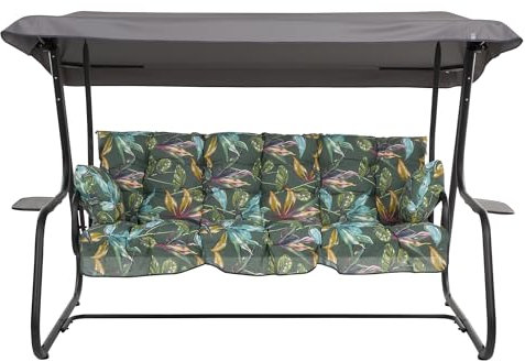PATIO Hollywoodschaukel 3 Sitzer mit Liegefunktion Vita Black Edition mit Auflagen Sonnendach Seitentische