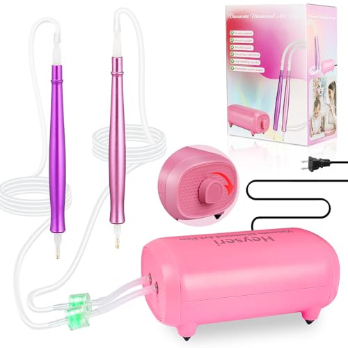 Heyseri Electric Diamond Painting Art Pen with Adjustable Suction, Epainter Vacuum Diamond Painting Pen for Art Accessories Without Wax - Dual Pens Simultaneous Operation, Quiet and Long-Lasting