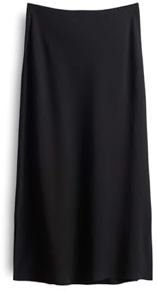 someday Damen Midirock | Fließender Midirock ODINI Linen mit moderner Eleganz Black, 36