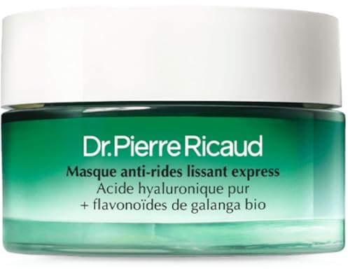 Dr Pierre Ricaud Masque Visage Anti-Rides Express Lissant 50ml | Repulpant, Acide hyaluronique pur, Flavonoïdes de galanga bio, Texture émulsion gel, Tout type de peau, Pour Femme