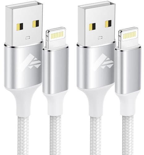 Aioneus Cable iPhone Carga Rápida 1M 2Pack MFi Certificado Cargador iPhone Nylon Trenzado USB Cable Lightning Compatible con iPhone 14 13 12 11 Pro XS MAX XR X 8 7 6 6S Plus 5 5S, iPad