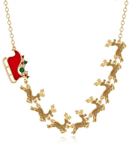 BelleFlair collier de Noël pour femmes doré | Ornement de Noël avec renne, collier festif comme accessoires de Noël, bijou cadeau pour Noël