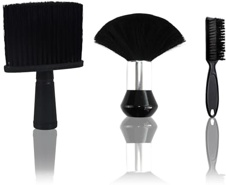 Lot de 3 Brosse Barber – Brosse de Cou, Brosses à Cheveux, Brosses de Coiffure, pour enlever les cheveux cassés du cou et des oreilles post-coupe, adapté aux Barbers, salons & maison