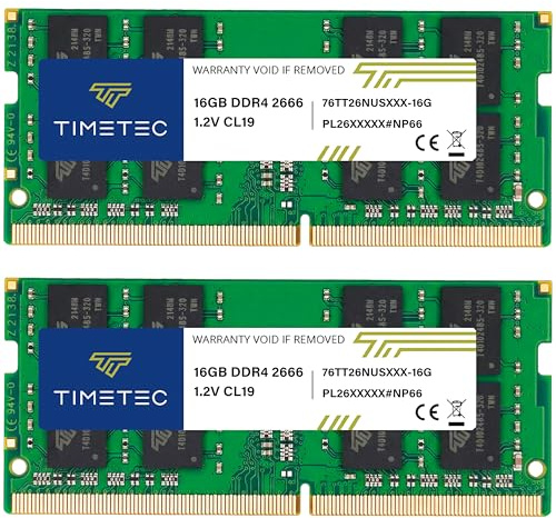 Timetec Elite 32GB KIT (2x16GB) DDR4 2666MHz (PC4-2666V) PC4-21300 SODIMM – Non-ECC Unbuffered, 260-Pin, 1,2V, CL19, Speichermodul für Laptops, Mini-PCs und All-in-One-Computer