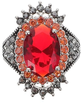 TEHAUX Modeschmuck Ringe Roter Edelstein, Vintage Statement für Damen | Kupfer mit Synthetic Gems, Kreatives Design, Leicht zu Tragen und Einfach zu Kombinieren