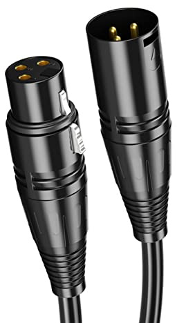 Dilwe Schwarzes XLR-Kabel, Stecker auf Buchse, Stabile Übertragung, 6 M, XLR-Mikrofonkabel für Bühnenauftritte