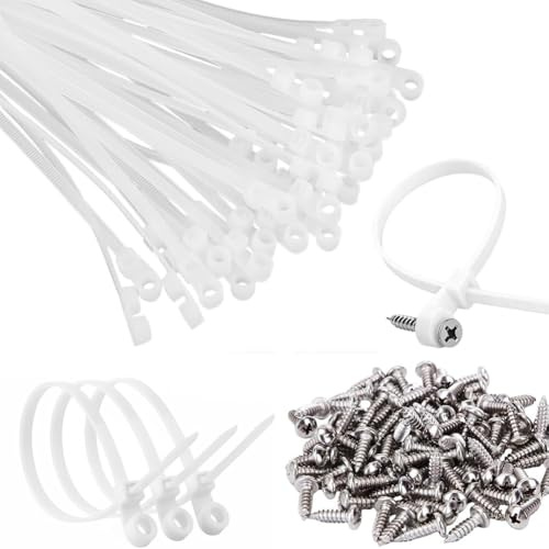 100 fascette stringicavo con foro a vite, fascette universali multiuso in nylon, fascette stringicavo nere migliorate ad alta resistenza con 100 viti, cinghie autobloccanti da 75 lbs con testa