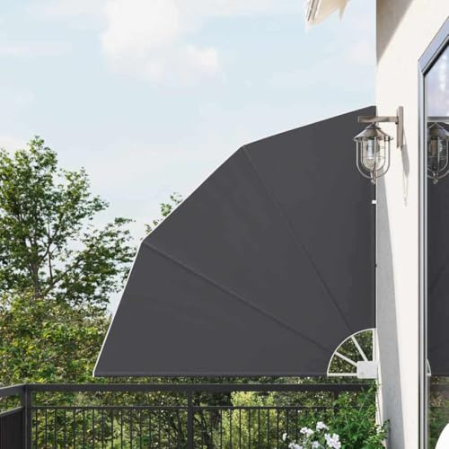 Sonnenschirm Mit Schutzhülle,Balkon Sichtschutz Schwarz 140 x 140 cm Stoff,Sonnensegel für Balkon Terrasse,Einfache Einrichtung
