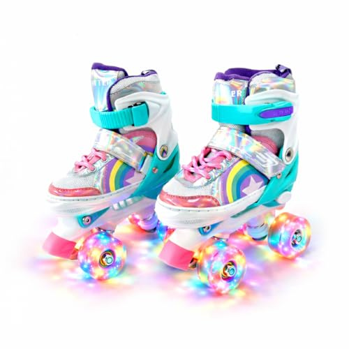 Patines Infantiles 4 Ruedas Glitter ataa Talla s 31-34 con Luces en Las Ruedas Patines Ajustables para niñas con rodamientos ABEC 7 diseño Brillante y cómodo