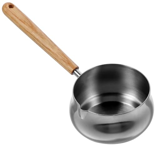BESPORTBLE Cuchara Medidora de Acero Inoxidable Pequeña con Mango Largo de Madera Antideslizante, Taza Medidora para Salsa y Leche Caliente, Utensilio de Cocina para Café y Hogar, 1 Pieza
