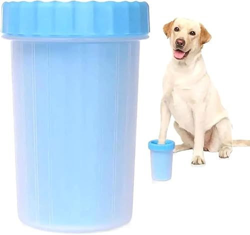 Tazza Lava Zampe Cani Dog, Spazzola Interno In Silicone, Universale Adatta Cane Taglia Grande Media Piccola, Pulizia Zampa Artigli Sporchi Pioggia Fango, Massaggio Igiene. (BLU)