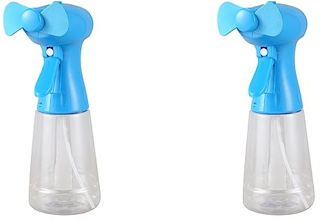 Onchdbfhuu 2X Ventilador con Rociador de Agua Ventilador de Nebulización de Mano - Ventilador de Nebulización con Neblina como Ventilador con Batería Pulverizador de Botella de Agua (300 Ml)