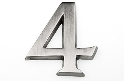 HUBER numero civico in alluminio 4 10 cm I numeri civici per casa & porta - targhette con numero civico in alluminio nobile design 3D, anodizzato