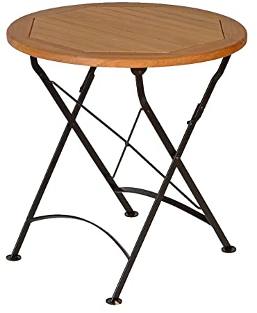 Teak Klapptisch rund 70 cm wetterfest premium für Balkon Terrasse Garten